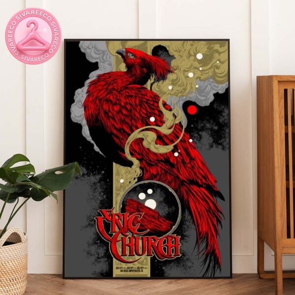 Eric Church Concert Poster At Red Rocks Amphitheatre In Colorado On July 17 18 19 2025 Red Phoenix Artwork Home Decor Poster Canvas