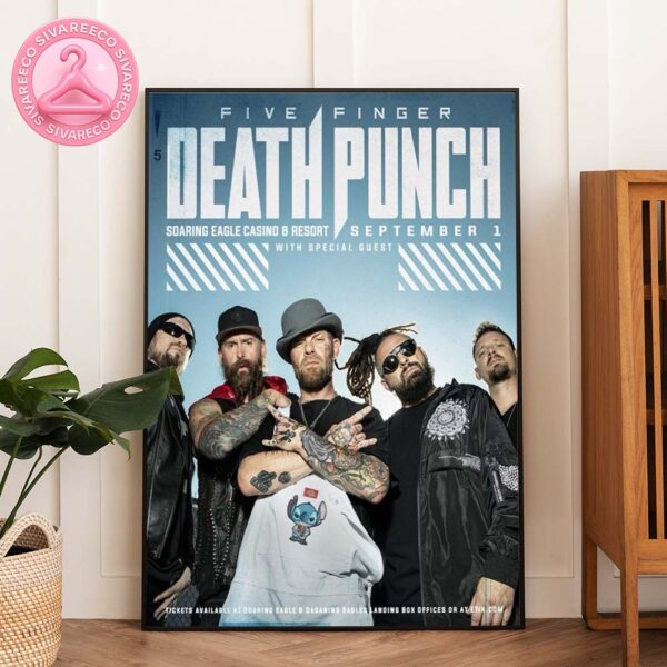 Five Finger Death Punch Poster At Soaring Eagle Casino In Mount Pleasant MI On September 1 2025 Featuring Band Portrait Home Decor Poster Canvas