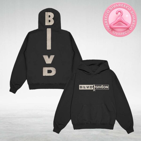 GIVĒON Beloved Hoodie With Bold Typography Design From BELOVED Album Tour 2025 Minimalist Black Pullover Featuring Vertical Logo All Over Print Hoodie