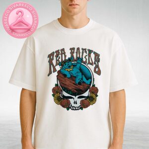 Grateful Dead Bear T-Shirt At Red Rocks Amphitheatre In Morrison Colorado With Skull And Flowers Artwork Unisex T-Shirt