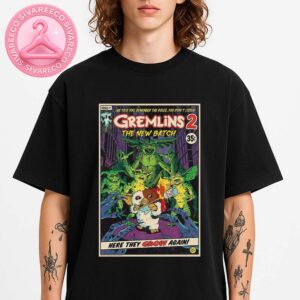 Gremlins 2 The New Batch Comic Style Poster Featuring Gizmo With Fire And Mutant Horde Retro 1990 Tribute Art Unisex T-Shirt
