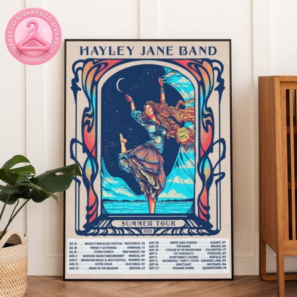 Hayley Jane Band Official Summer Tour Poster At Venues Across US In July To September 2025 Featuring Mystical Moonlight Dance Artwork Home Decor Poster Canvas