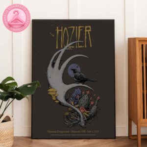 Hozier Concert Poster At Missoula Fairgrounds In Missoula MT On July 4 2025 Featuring Raven Antler And Moonlit Nature Artwork Music Wall Art Home Decor Poster Canvas