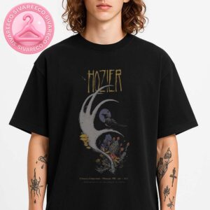 Hozier Concert Poster At Missoula Fairgrounds In Missoula MT On July 4 2025 Featuring Raven Antler And Moonlit Nature Artwork Music Wall Art Unisex T-Shirt