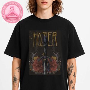 Hozier Tour Poster At Harris Park In London Ontario On July 8 2025 Featuring Sword Raven And Rose Artwork Unisex T-Shirt