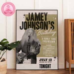Jamey Johnson Birthday Poster Music Show At Grand Ole Opry In Nashville Tennessee On July 13 2025 Vintage Country Style Home Decor Poster Canvas