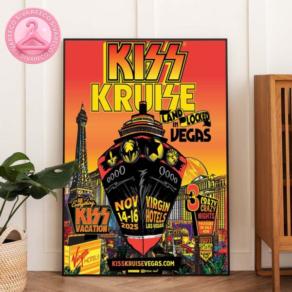 KISS Kruise 2025 Music Poster At Virgin Hotels In Las Vegas With Land Locked Vacation Theme Home Decor Poster Canvas