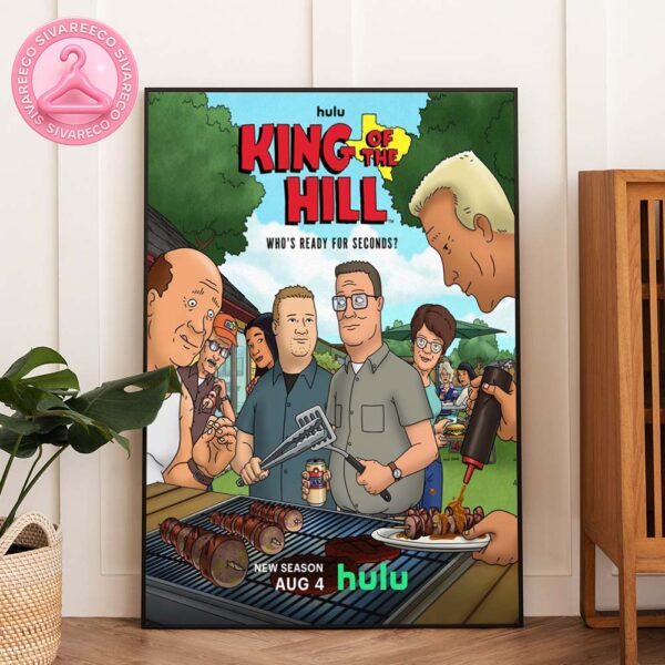 King Of The Hill Season 2 Official Poster For Hulu Premiere On August 4 Featuring Backyard BBQ Scene Home Decor Poster Canvas