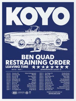 Koyo Tour Dates Poster At Velvet Underground In Toronto, ON On October 23 2025 – Retro Car And Pin Up Girl Style