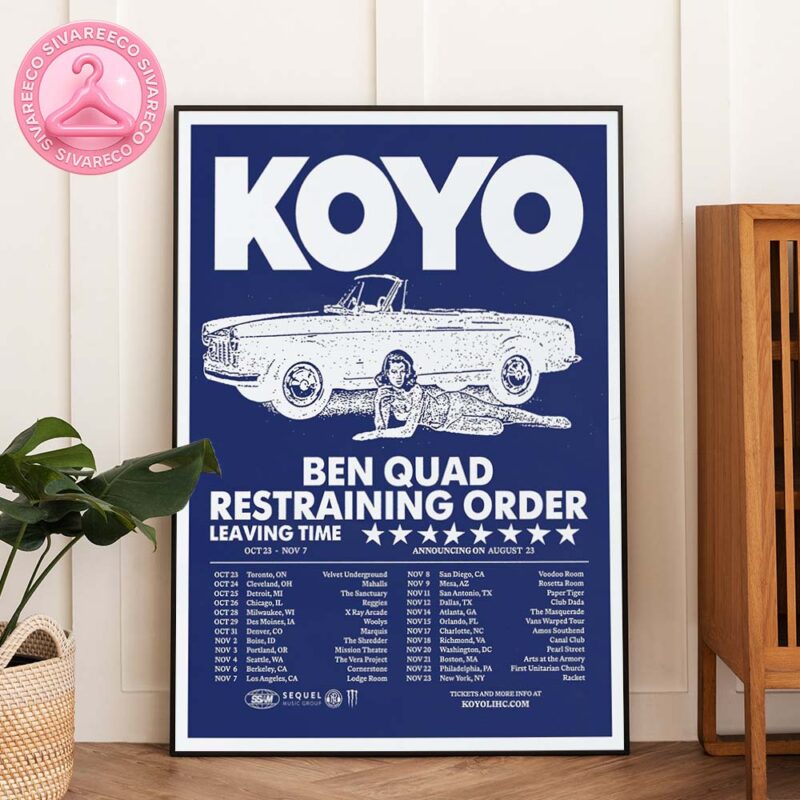 Koyo Tour Dates Poster At Velvet Underground In Toronto, ON On October 23 2025 – Retro Car And Pin Up Girl Style Home Decor Poster Canvas