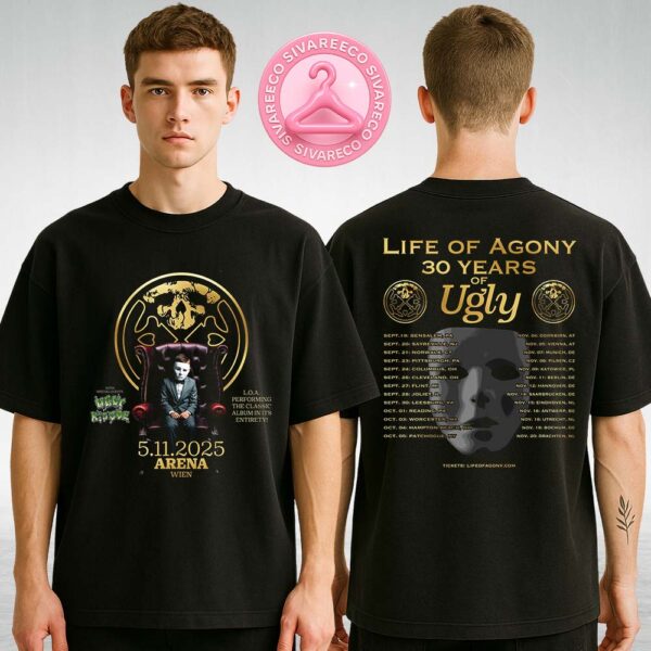 Life Of Agony 30 Years Of Ugly Tour Shirt At Arena In Vienna Austria On November 5 2025 Featuring Masked Child Gothic Artwork Two Sides Unisex T-Shirt