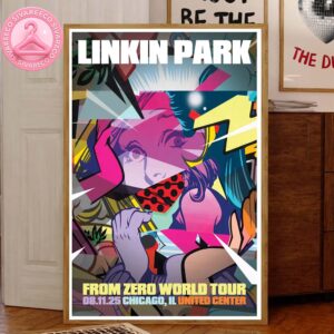 Linkin Park From Zero World Tour 2025 At Chicago IL United Center On August 11 Home Decor Canvas Poster