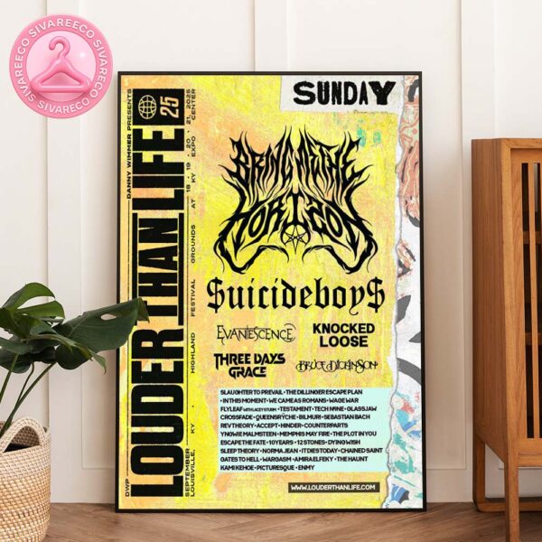 Louder Than Life Festival 2025 Poster Bring Me The Horizon Suicideboys Evanescence Bruce Dickinson & More – Louisville Kentucky September 21 Sunday Lineup Home Decor Poster Canvas