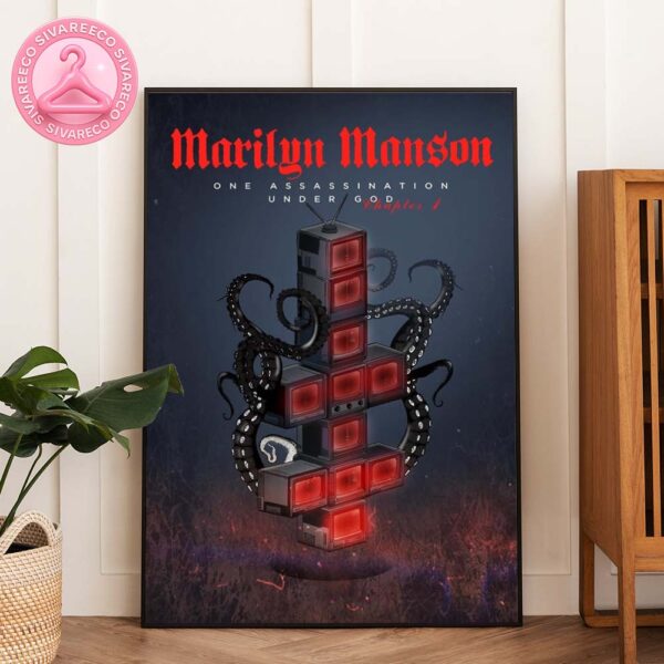 Marilyn Manson Album Poster For One Assassination Under God Chapter 1 Featuring Tentacled Cross Made Of CRT Screens Dark Industrial Artwork Home Decor Poster Canvas