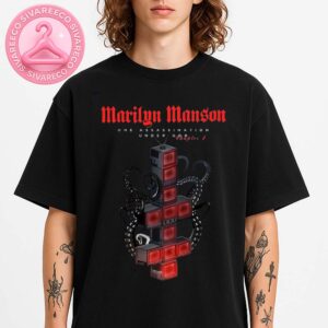 Marilyn Manson Album Poster For One Assassination Under God Chapter 1 Featuring Tentacled Cross Made Of CRT Screens Dark Industrial Artwork Unisex T-Shirt