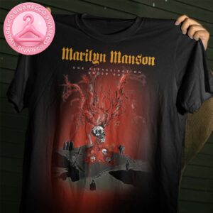 Marilyn Manson Official Poster For One Assassination Under God Featuring Red Lightning Tree And Gothic Skull Artwork Unisex T-Shirt