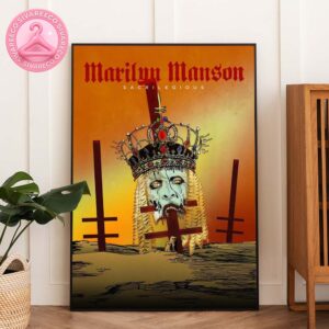 Marilyn Manson Official Poster For Sacrilegious Featuring Crowned Head And Inverted Crosses Gothic Artwork Home Decor Poster Canvas