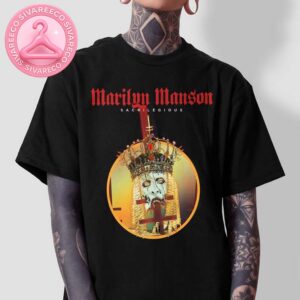 Marilyn Manson Official Poster For Sacrilegious Featuring Crowned Head And Inverted Crosses Gothic Artwork Unisex T-Shirt