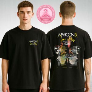 Maroon 5 Love Is Like US Fall Tour 2025 Poster – Butterfly Flame Artwork with Claire Rosinkranz – Full American Tour Dates Two Sides Unisex T-Shirt