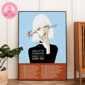 Mass Of The Fermenting Dregs Official Tour Poster For 2025 Europe Tour Featuring Minimalist Anime Girl Illustration And City List Artwork Home Decor Poster Canvas
