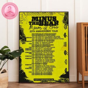 Minus The Bear 20th Anniversary Tour Poster For Menos El Oso Album At Venues Across US In Fall 2025 Featuring Grunge Yellow Distorted Graphic Artwork Home Decor Poster Canvas