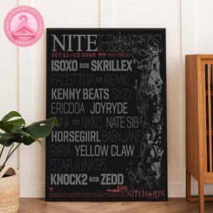 Niteharts Festival Poster Full Live Up On Oct 11-12 2024 In San Diego CA At Snapdragon Stadium Home Decor Poster Canvas