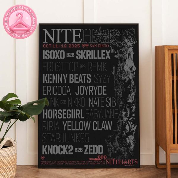 Niteharts Festival Poster Full Live Up On Oct 11-12 2024 In San Diego CA At Snapdragon Stadium Home Decor Poster Canvas