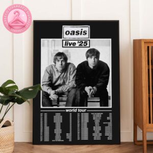 Oasis Concert Poster World Tour 2025 Featuring Classic Black and White Band Portrait Home Decor Poster Canvas