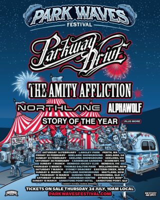 Parkway Drive Festival Poster Australia Tour 2025 With The Amity Affliction Northlane Alpha Wolf Story of the Year Circus Theme Artwork