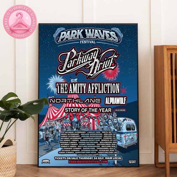 Parkway Drive Festival Poster Australia Tour 2025 With The Amity Affliction Northlane Alpha Wolf Story of the Year Circus Theme Artwork Home Decor Poster Canvas