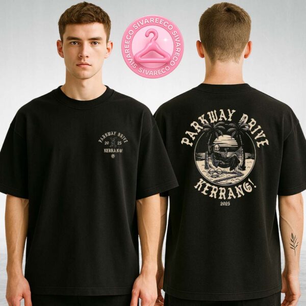 Parkway Drive x Kerrang! 2025 Skeleton Hammock Sunset Two Sides Unisex T-Shirt