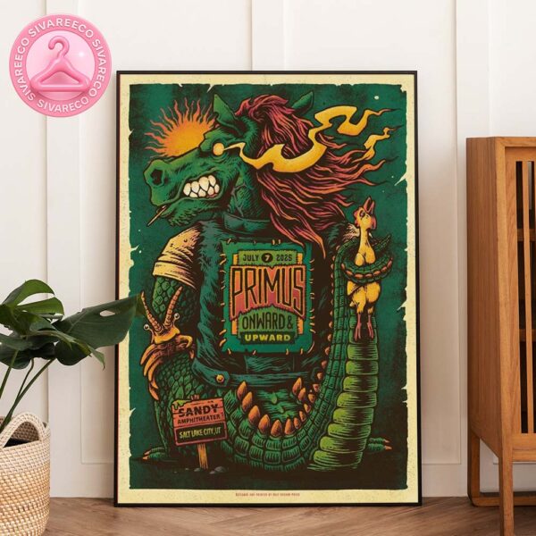 Primus Concert Poster At Sandy Amphitheater In Salt Lake City UT On July 7 2025 Featuring Dragon Horse Artwork From Onward And Upward Tour Home Decor Poster Canvas