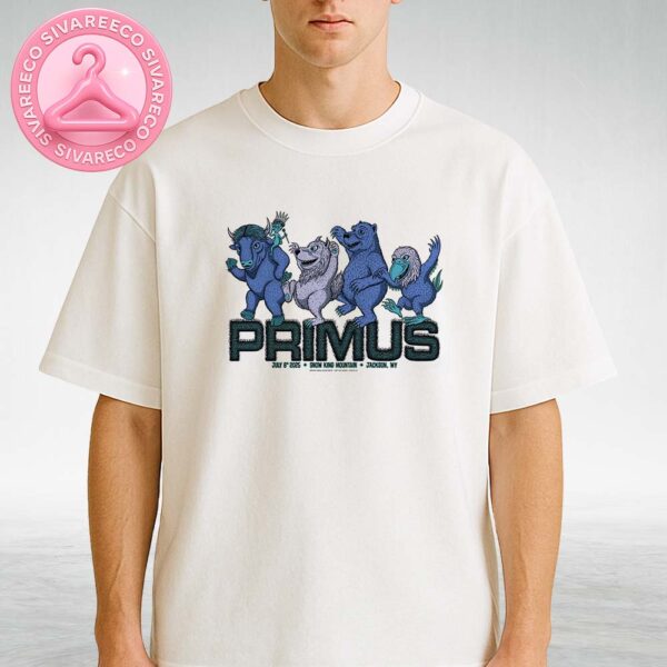Primus Concert Poster At Snow King Mountain In Jackson WY On July 8 2025 With Dancing Creature Parade Artwork Unisex T-Shirt