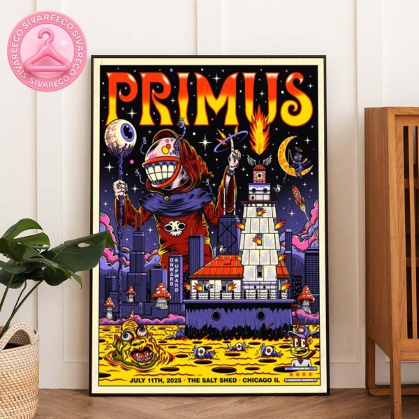 Primus Concert Poster At The Salt Shed In Chicago Illinois On July 11 2025 With Surreal Cartoon Sci Fi Artwork Home Decor Poster Canvas