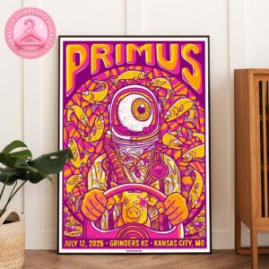 Primus Tour Poster Full Color Surreal Astronaut Pigfish Design at Grinders KC in Kansas City Missouri Onward and Upward Tour 2025 Home Decor Poster Canvas