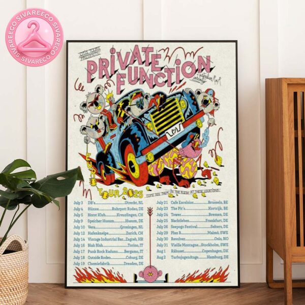 Private Function Euro Tour Poster At DB’s In Utrecht Netherlands 2025 Punk Rats Driving Car Artwork Home Decor Poster Canvas