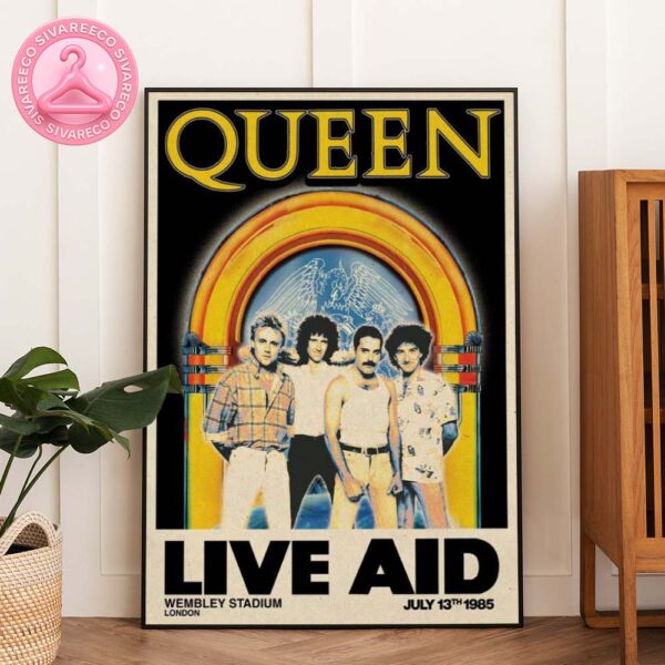 Queen Live Aid Concert Poster At Wembley Stadium In London UK On July 13 1985 Featuring Iconic Retro Photo Artwork Home Decor Poster Canvas
