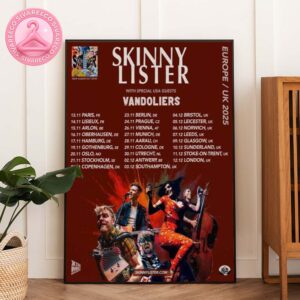 Skinny Lister UK Europe 2025 Tour Poster Featuring Vandoliers – Folk Punk Gig Dates Design Home Decor Poster Canvas