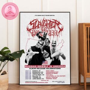 Slaughter To Prevail Tour Poster For Russian Grizzly Album Release In USA 2025 With Brutal Masked Artwork Home Decor Poster Canvas
