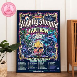Slightly Stoopid Summer Tour Poster Psychedelic Skull Beach Scene – Step Into The Sun 2025 Home Decor Poster Canvas