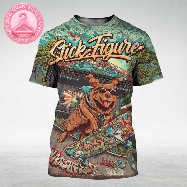 Stick Figure Live Poster At Levitate Festival In Marshfield Massachusetts On July 12 2025 Featuring Skateboarding Dog Artwork All Over Print Shirt