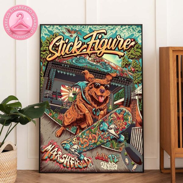 Stick Figure Live Poster At Levitate Festival In Marshfield Massachusetts On July 12 2025 Featuring Skateboarding Dog Artwork Home Decor Poster Canvas