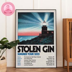 Stolen Gin Summer Tour 2025 Poster For August 09 At Levitate Backyard In Marshfield MA Lighthouse Sunset Artwork Home Decor Poster Canvas