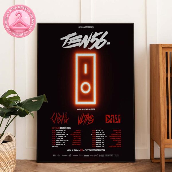 Ten56 IO Tour Poster EU UK 2025 With Cabal Vexed and Dali – Dark Neon Power Symbol Artwork Metalcore Concert Home Decor Poster Canvas