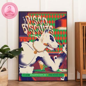 The Disco Biscuits Live Music Poster At The Music Box In Atlantic City NJ On July 4 2025 Featuring Arm Wrestling Dog Smoking Cigar Neon Casino Style Artwork Home Decor Poster Canvas