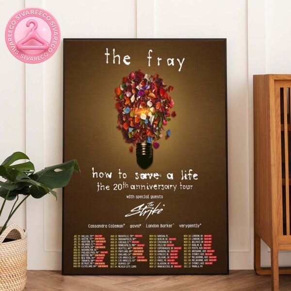 The Fray How To Save A Life 20th Anniversary Tour Poster With Flower Lightbulb Artwork Home Decor Poster Canvas