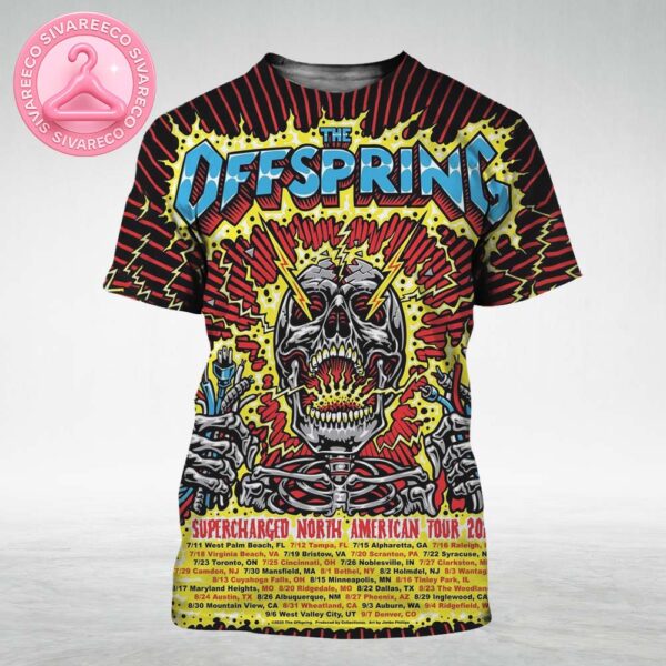 The Offspring Supercharged Tour Poster For North America 2025 Featuring Skull Plug Electric Shock Artwork By Jimbo Phillips All Over Print Shirt