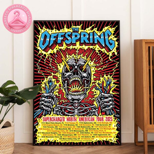 The Offspring Supercharged Tour Poster For North America 2025 Featuring Skull Plug Electric Shock Artwork By Jimbo Phillips Home Decor Poster Canvas