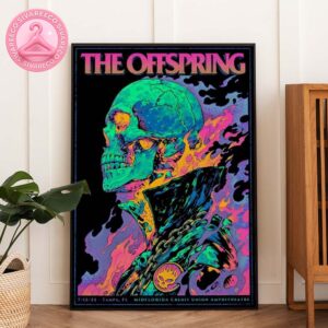 The Offspring Tour Poster Full Color Psychedelic Skull Design at MidFlorida Credit Union Amphitheatre in Tampa Florida Guts and Glory Tour 2025 Home Decor Poster Canvas