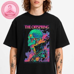 The Offspring Tour Poster Full Color Psychedelic Skull Design at MidFlorida Credit Union Amphitheatre in Tampa Florida Guts and Glory Tour 2025 Unisex T-Shirt